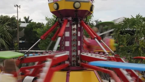 Old Fashioned Theme Park  Airplane Ride Very Close Stock Footage 7732923