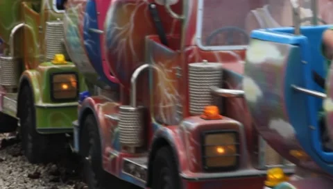 Old Fashioned Theme Park Truck Ride Very Close Stock Footage 7733019