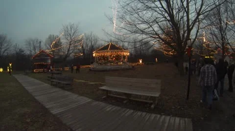 Old Fashioned Town Square Gazebo, Decorated for Christmas Video stock 12690751