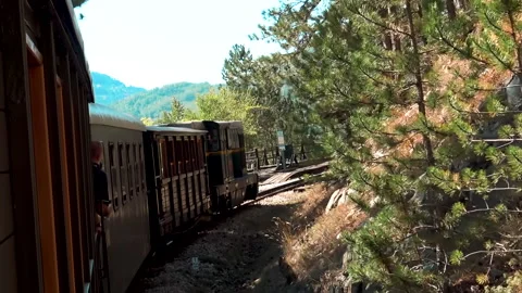 Old fashioned train passing trough train station at Mokra Gora, Serbia. 動画素材 162642508