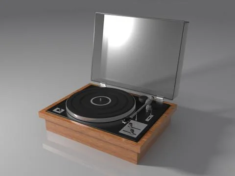Old-fashioned turntable with plexiglass cover Illustrazione stock