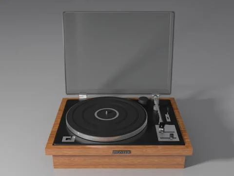 Old-fashioned turntable with plexiglass cover Illustrazione stock