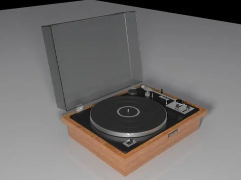 Old-fashioned turntable with plexiglass cover Illustrazione stock