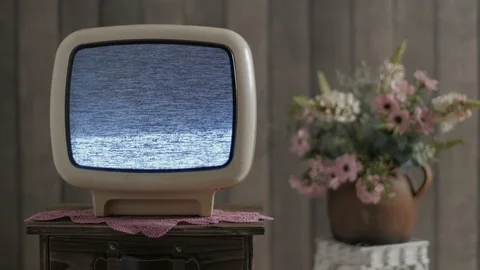 Old fashioned tv in retro style room Stock Footage 127210220