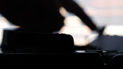 Old fashioned typewriter silhouette, 4K, UHD Stock Footage 49102031