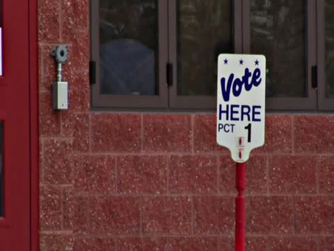 Old Fashioned Vote Here Sign - Close Up Stock Footage 12149309