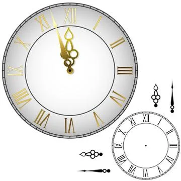 Old-fashioned wall clock with hands about midnight Stock Illustration