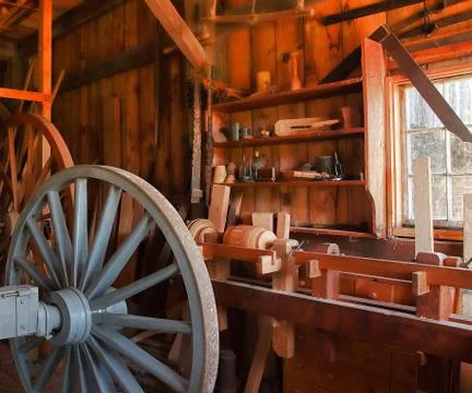 Old fashioned wheelwright's workshop Stock Photos