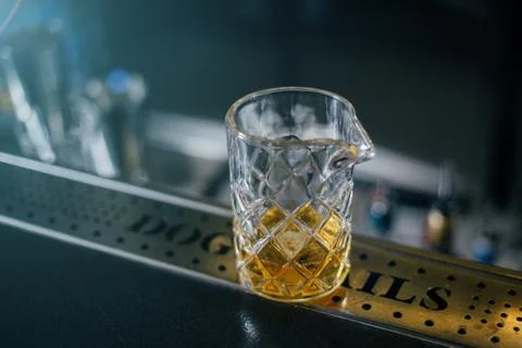 Old Fashioned whiskey coctail, server with oranges close up Stock Photos
