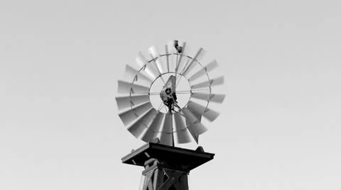 Old Fashioned Windmill in Black and White Video stock 23728643