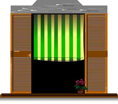 Old-fashioned window with flower. Vector illustration Stock Illustration