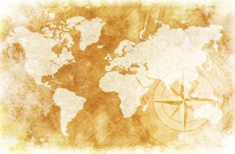 Old-fashioned world map Stock Illustration