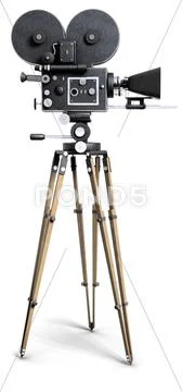 Old fashoned movie camera Stock Photos