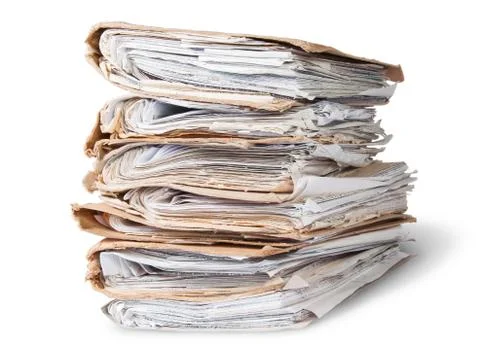 Old files arranged in chaotic stack rotated Stock Photos