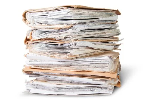 Old files stacking up in a messy order Stock Photos