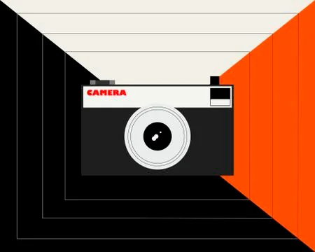 Old film camera on abstract background. Vector. Stock Illustration