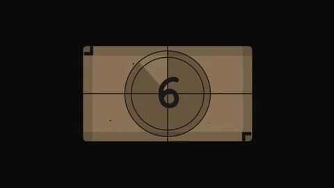 Old film countdown featuring vintage cinema leader with scratches and film Video stock 345622190
