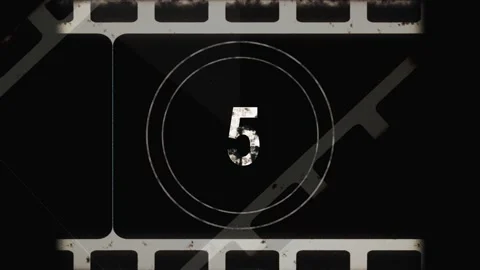 Old film leader count down black and white background Stock Footage