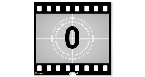 Old film movie with timer count number zero Illustrazione stock