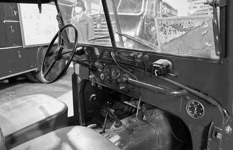 An old fire engine black and white photo. Stock Photos