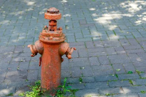 Old fire hydrant on the pavement Stock Photos