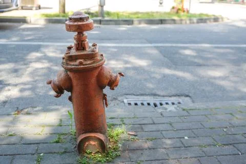 Old fire hydrant on the pavement Stock Photos