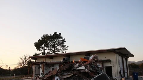 Old fire station being torn down Stock Footage 95108373