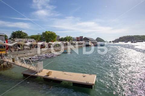 Old fish market harbor sea side of Labuanbajo in Flores - Indonesia Stock Photos