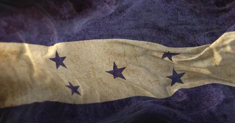 Old flag of Honduras waving Ilustración de archivo