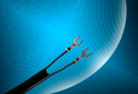 Old  flat antenna 300 ohm cable for television Stock Photos