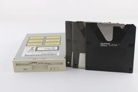 Old floppy disk and super diskets Foto stock