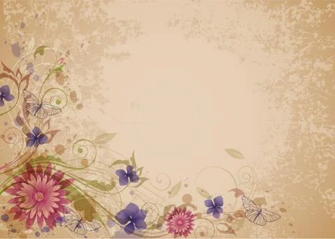 Old floral background Stock Illustration