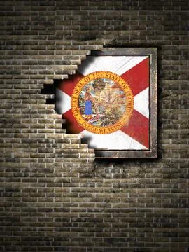 Old Florida flag in brick wall Stock Illustration