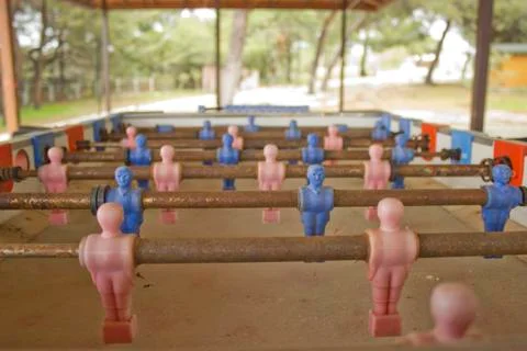 Old foosball table Stock Photos