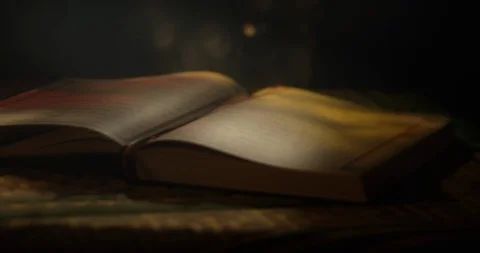 Old foreign book lying in twilight with moving pages Video stock 102965161