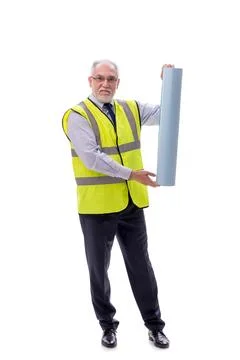 Old foreman isolated on white Stock Photos