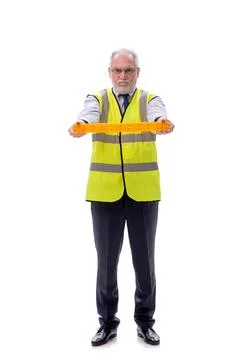 Old foreman isolated on white Stock Photos