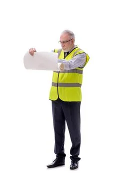 Old foreman isolated on white Stock Photos