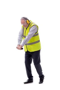 Old foreman isolated on white Stock Photos