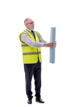 Old foreman isolated on white Stock Photos