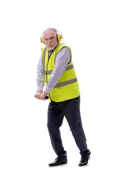 Old foreman isolated on white Stock Photos