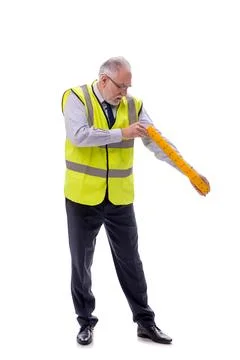 Old foreman isolated on white Stock Photos