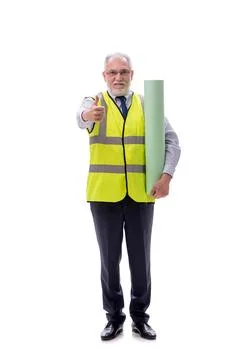 Old foreman isolated on white Stock Photos