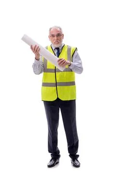 Old foreman isolated on white Stock Photos