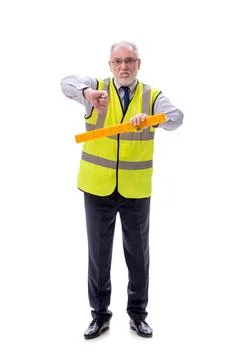 Old foreman isolated on white Stock Photos