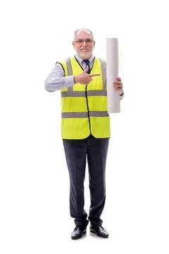 Old foreman isolated on white Stock Photos