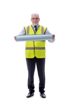 Old foreman isolated on white Stock Photos