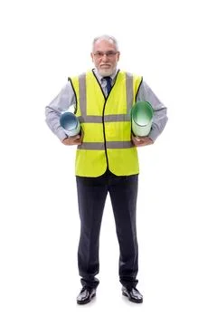 Old foreman isolated on white Stock Photos