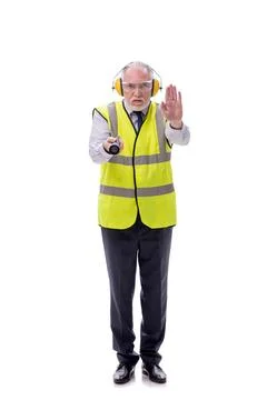 Old foreman isolated on white Stock Photos