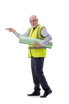 Old foreman isolated on white Stock Photos